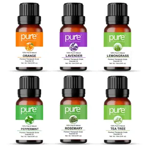 Pure Herbology Pure Therapeutic Grade Oils kit- Top 6 Aromatherapy Oils Gift Set-6 Pack 15ml (Peppermint Tea tree Rosemary Orange Lavender Lemongrass Essential Oil )