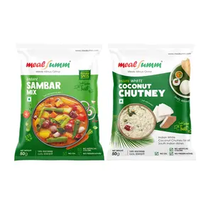 Mealsumm Instant Sambar Mix and Coconut Chutney- Pack of 2 Each Just add Water) - 200 gm