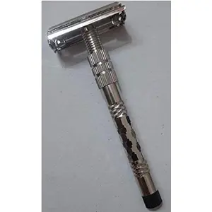 WadPro Butterfly Opening Double Edge Safety Razor Shaving Razor (Long Handle Anti-Slip Grip Butterfly Mechanism Silver Color)
