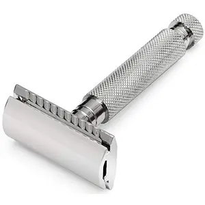 WadPro Double Edge Safety Razor Shaving Razor (Long Handle Perfect Grip Brass Material Silver Color)