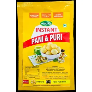 Otoba's Instant panipurPani Puri and Masala Pack  Ready to Fry No Added Colours and PreservativesPani Puri Papad - 170g (50+ Pieces) - (Panipuri Papad) with Premium Panipur Masala Pack Inside (1)