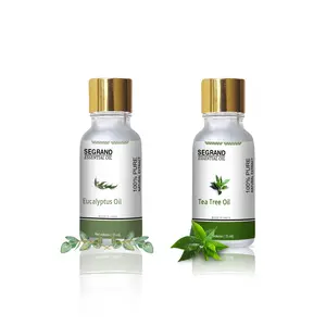 SeGrand Essential Oil Combo of 2  Natural Tea Tree Essential Oil and Natural Eucalyptus Essential Oil 100% Pure and Natural Extracts (15 ml Each)