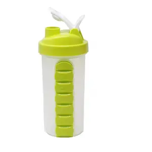 Sipper Shaker Bottle with Weekly Pill Box 600 ml Shaker