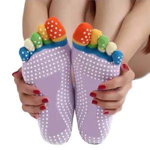 NEEV ENTERPRISE (1 PAIR) Yoga Socks for Woman- Multi Colorful Five Finger Toe Yoga Ankle Socks - Anti-SkidAnti-Slip (MULTI COLOUR)
