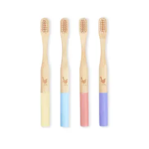 Native Birds Kids Bamboo Toothbrush with Soft Bristles Set of 4 Eco friendly Toothbrushes BPA Free