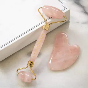 Rosado Natural Pink Crystal Stone Quartz Double Ended Smooth Facial Massage Rollers Perfect Beauty Tool for Anti-Aging Anti-Wrinkle Therapy Best for Spa and Relaxation