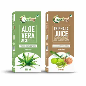Nutriorg Aloe Vera & Triphala Juice 500 ml ( Combo of 2) | Digestive Care | Rejuvenates Skin & Hair