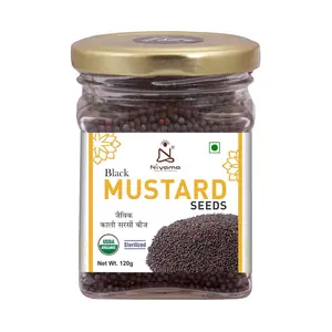 Niyama Organic Black Mustard Seeds Glass Jar 120 gm