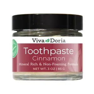 VIVADORIA Fluoride Free Natural Mineralizing Toothpaste Glass Jar Cinnamon 3 oz.