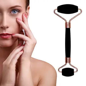 TRENDIKRAFT JR-5 Obsidian Roller Double Sided Facial Massager Natural Stone Massage Beauty Tool for Face Neck Toning Firming Serum Application (1 Pc)