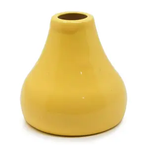 The Himalayan Goods Company Stoneware Ceramic Reed Vase Scented Aroma Oil Diffuser (Yellow 4 X 4 Inches)