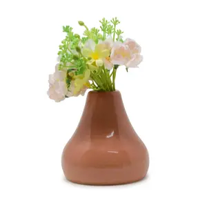 The Himalayan Goods Company Stoneware Ceramic Reed Vase Scented Aroma Oil Diffuser 4 x 4 inches (Peach Puff Salmon Pink)