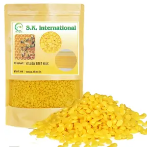 SK ORGANIC 100% Pure Yellow Beeswax Raw Organic Pastilles (Granules) for Health and Beauty Purpose 4 oz (113 gm)