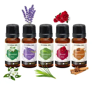 PeepalComm Aroma Oil (Rose Lavender LemongrassJasmine and Sandalwood) 15ml Each Multicolour - Set of 5