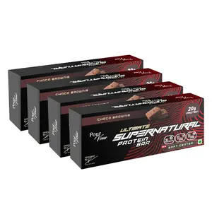 Pour Vous Ultimate Supernatural Soft Center Healthy Chocolates Protein Bar (20g Protein) Snack Choco Brownie Pack of 4 Protein Bars 60gm per bar