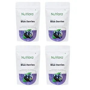 Nutriora Premium Whole Dried Blueberries 600gm [Multipack] - Naturally Dehydrated Candied Blue Berry Dry Fruit | Rich in Antioxidants | Vitamins Rich Healthy Snack for Eating [4 packs of 150gm each]