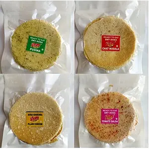 Netri Dosa Khakhra (Phudina Chat Masala Plain Cheese Tomato Salsa) - Pack of 12 50 gms each