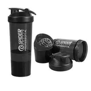 DOVEAZ® Spider Professional Protein Shaker | Gym Shaker 500ml with 2 Storage Extra Compartment for Gym (Black)