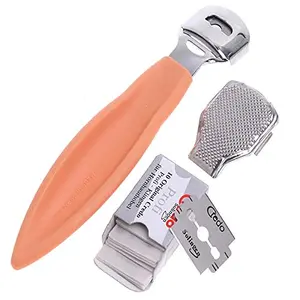 Sweetpea® Stainless Steel Callus Shaver Pedicure Dead Hard Skin Remover Heel Razor Cutter With Skin Rub & 10 Blades For Foot Care Removing Solid Cracked Skin Cells. (Plastic With Blades)
