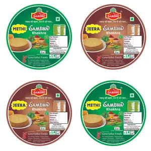 Sambha Roasted Crunchy 2 Flavor Combo Methi & Jeera Khakhra (800 gm 4 Packet of 200 gm Each)