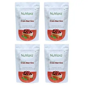 Nutriora Whole Dried Cranberries 600gm [Multipack] - Naturally Dehydrated Cran Berry Dry Fruit | Antioxidant & Vitamin Rich Berries | Immunity Boosting Healthy Snack Cranberry [4 Packs of 150gm each]