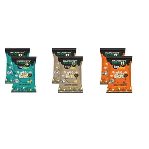 Naughtty Tongue Cream Cheese Salt & Butter Chilly Tomato Popcorn (Pack of 6) Each Contains 24 Grams