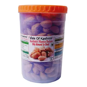 Vale Of Kashmir Kashmiri Mamra Badam Almonds Inshell 800 gm | Soft Paper Shell Almonds Packed in Food Grade Jar | Kagzi Badam Oily Kashmiri Almonds | Natural Organic Kashmiri Almonds