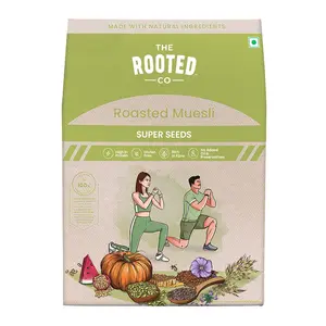 The Rooted Co Roasted Muesli Cereals - Super Seeds 400g |Gluten Free Rolled Oats Healthy|