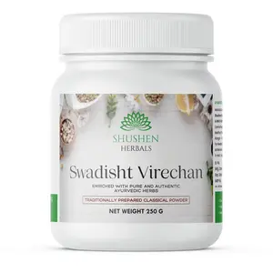 Shushen Herbal Authentic Swadisht Virechan Powder | For Constipation Bowel Movement And Piles | Reduces Headache And Heel Pain | 100% Pure and Ayurvedic Virechan Churna - 250 g