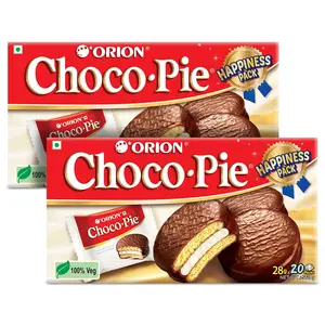ORION Choco Pie - Chocolate Coated Soft Biscuit - Happiness Pack 2 X 560 g