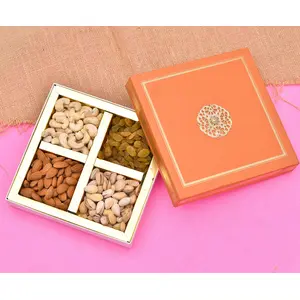 Pride Store Diwali Dry Fruits Gift Pack 300gm Cashew Almond Raisins and Pistachios | Gift Pack For Family Friends Corporate Office Gifts Combo (Orange - Cashew Almond Raisins and Pistachios)