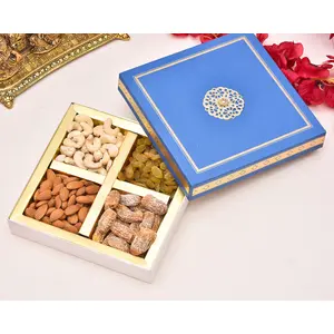 Pride Store Diwali Dry Fruits Gift Pack 300gm Cashew Almond Raisins and Dates | Gift Pack For Family Friends Corporate Office Gifts Combo (Blue - Cashew Almond Raisins and Dates)