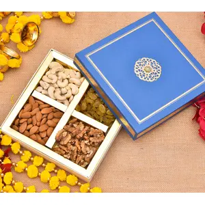 Pride Store Diwali Dry Fruits Gift Pack 300gm Cashew Almond Raisins and Walnuts | Gift Pack For Family Friends Corporate Office Gifts Combo (Blue - Cashew Almond Raisins and Walnuts)