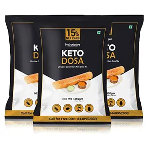 NutroActive Keto Dosa Mix Gluten Free 2 gm Net Carb Per Dosa- 350 g (Pack of 3)