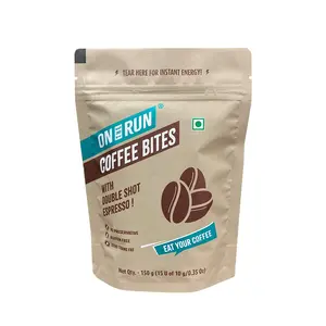ON THE RUN Healthy Coffee Bites (Pack of 15 x 10 g Each) with Robusta coffee bean extract Hazelnuts and Almonds. Vegan small bite