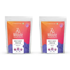 NRoute Daily Whey Protein Powder Pack of 2 Chocolate 454g with Vanilla 454g|21g of Protein per 30g serve Protein Whey Concentrate