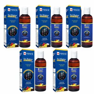 YAJNAS Sri Ratna 100 ml (Set of 5) Ayurvedic / Natural Pain Relief Oil for Knee Shoulder and Muscular Pain Arthritis Pain Joint Pain Back Pain Upper Back Pain Neck Pain Sprains and Spasms