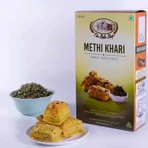 The Bake Shop Soft and Crunchy Methi Khari | Light and Crispy | Perfect & Delicious Snack (Pack of 2 225gm)