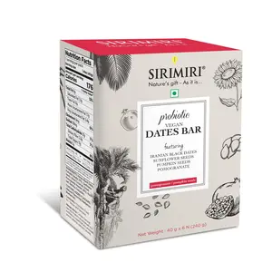 SIRIMIRI Probiotic Vegan Dates Bar - Pomegranate & Pumpkin Seeds - Pack of 6 (Each 40g)
