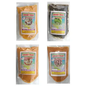 Sreenivasa Andhra Special Spicy Powder Combo - Pack of 4 x 100gm (Bengal Gram Dal Powder Curry Leaves Spicy Powder Mixed Dal Spicy Powder & Groundnut Spicy Idly Powder)
