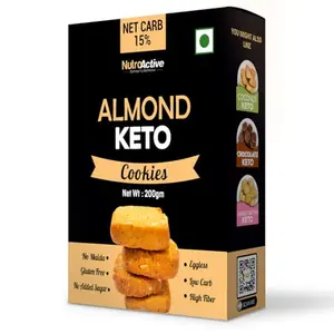 NutroActive Keto Almond Cookies1g Net Carb Per Cookie Zero Sugar Gluten Free - 200gm