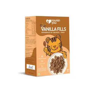 NOURISH YOU Vanilla Fills | Vanilla Filling | Goodness of Quinoa and Ragi (4 Millets Grains) | 0% Maida | Gluten Free | Anytime Snack | 250g¦
