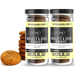 NutriSnacksBox Millet & Seed Protein Cookies 300g (Pack of 2 x 150g) Multigrain Healthy Cookies Biscuits for Kids Ragi Jowar Bajra & Chickpeas Flour