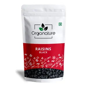Organature Natural Dry Fruits Premium Black Raisins Kismis | Black kishmish | Black Dried Grapes | Kali Draksh (400 Grams)