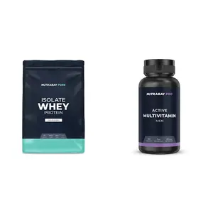 Whey Protein Isolate - 1kg & Nutrabay Pro Multivitamin for men - 500mg 60 Capsules