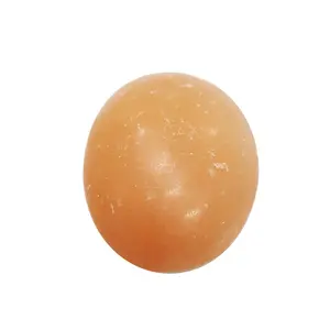 Shubhanjali Orange Selenite Soap Meditation Palm Stone Calming Stone Peach Selenite Palmstone Oval Shape Reiki Healing and Crystal Healing