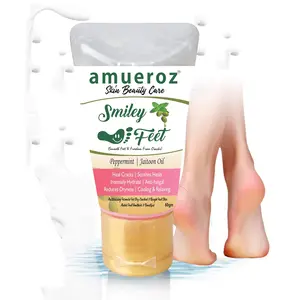Amueroz Smiley Feet Crack Cream for Dry Cracked Skin Moisturizing Nourishing Exfoliating Crack foot Heel Repair care cream | Unisex Foot Cream | Peppermint jaitoon - 60 gm