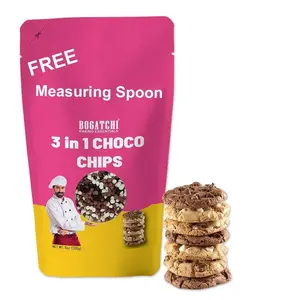 BOGATCHI 3-in-1 Milk White and Dark Chocolate Chips Chocolate Chips for Baking and Decoration Tasty and Gluten Free 200g with Free Measuring Spoon