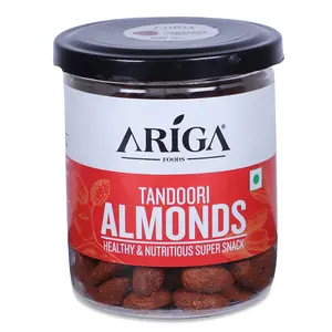 Ariga Foods Roasted Almonds Tandoori Flavoured Badam Healthy Dry Fruit in Pet Can 200g