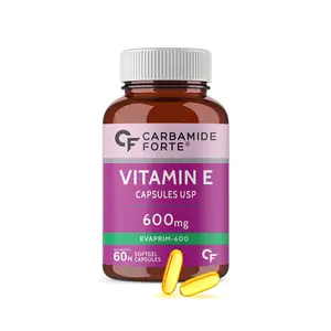 Carbamide Forte Vitamin E 600mg Capsules for Face and Hair | 100% Natural Vitamin E Paraben Free- 60 Capsules